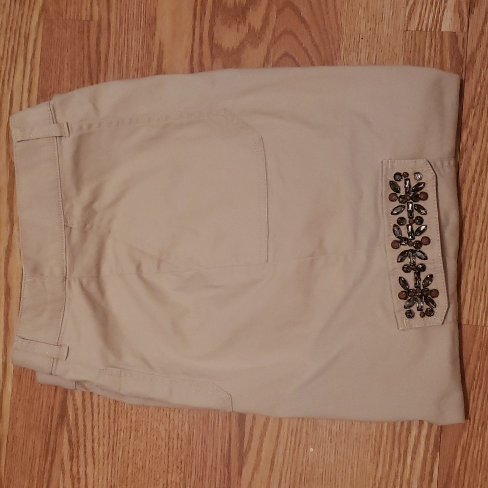 Embellished Kahki Cargo Pants